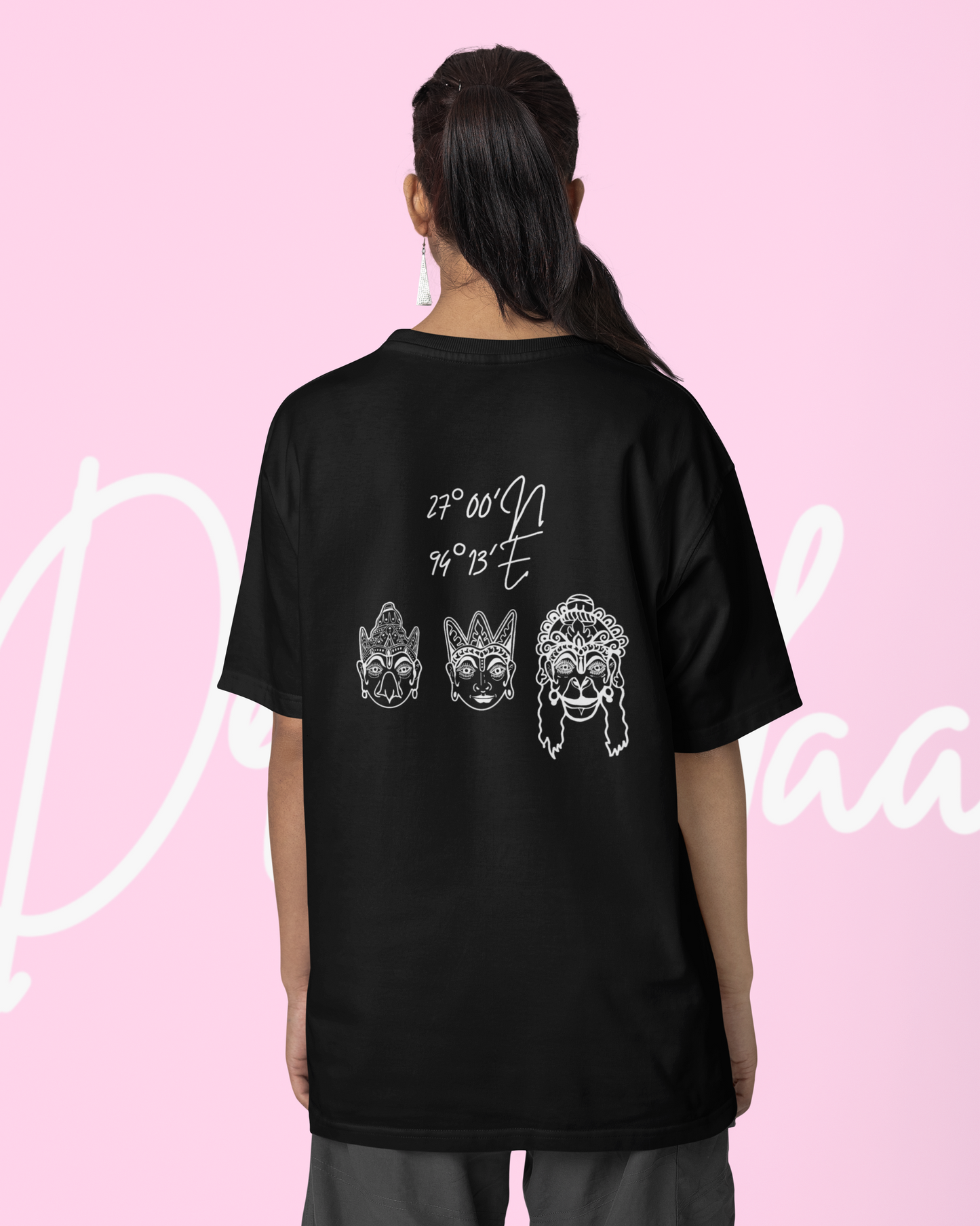Majuli Oversized Unisex Tshirt-Black