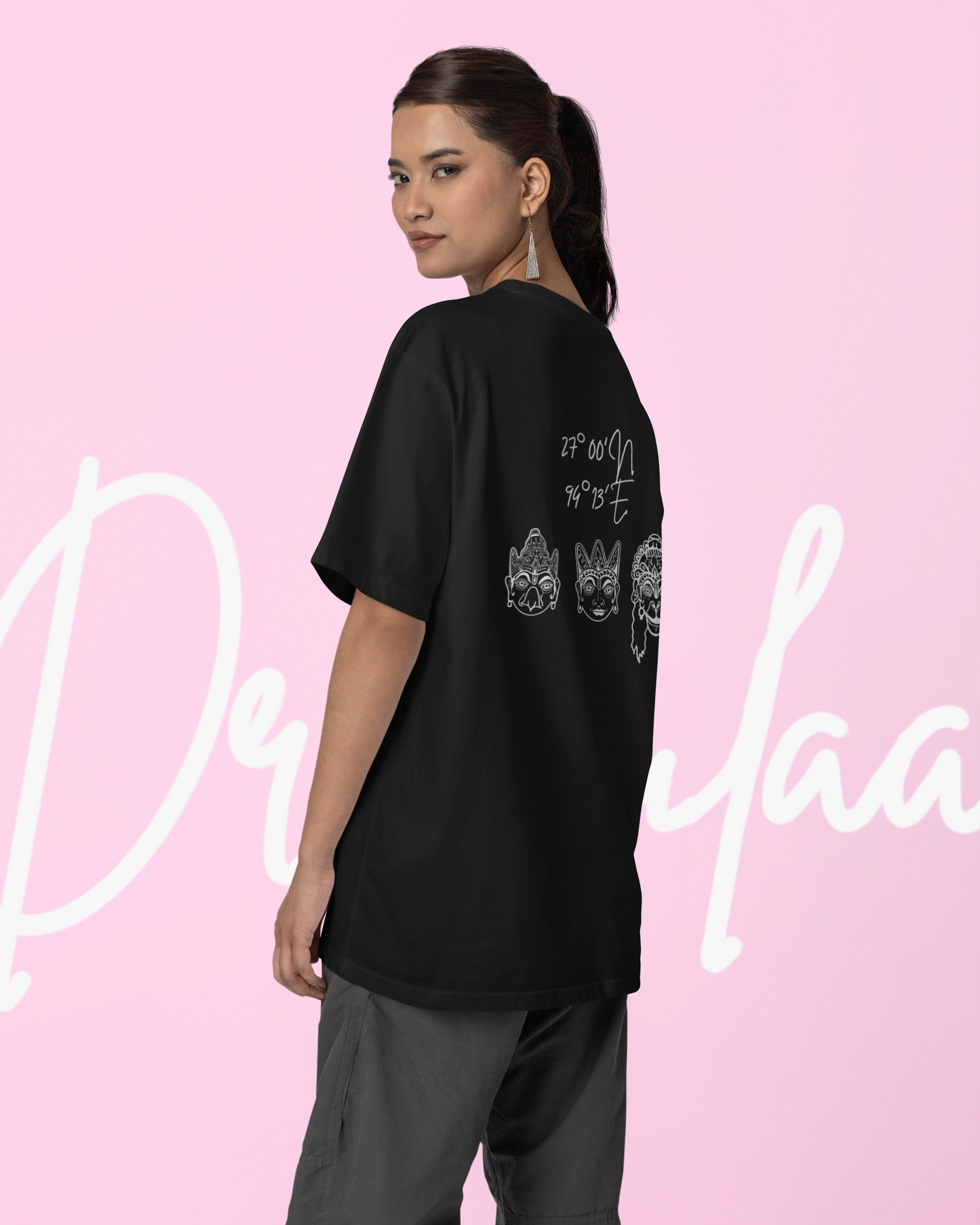 Majuli Oversized Unisex Tshirt-Black