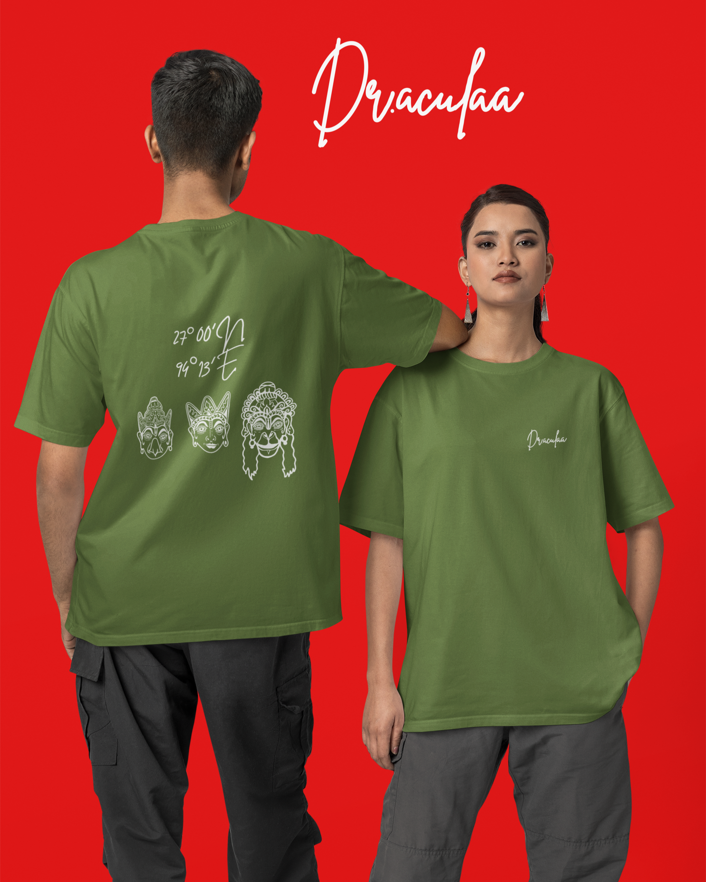 Majuli Oversized T-Shirt- Olive Green