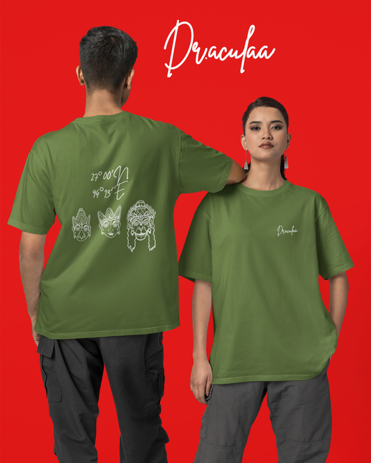 Majuli Oversized T-Shirt- Olive Green